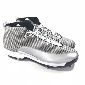 Nike Air Jordan XII Retro Cleats Silver White Blck